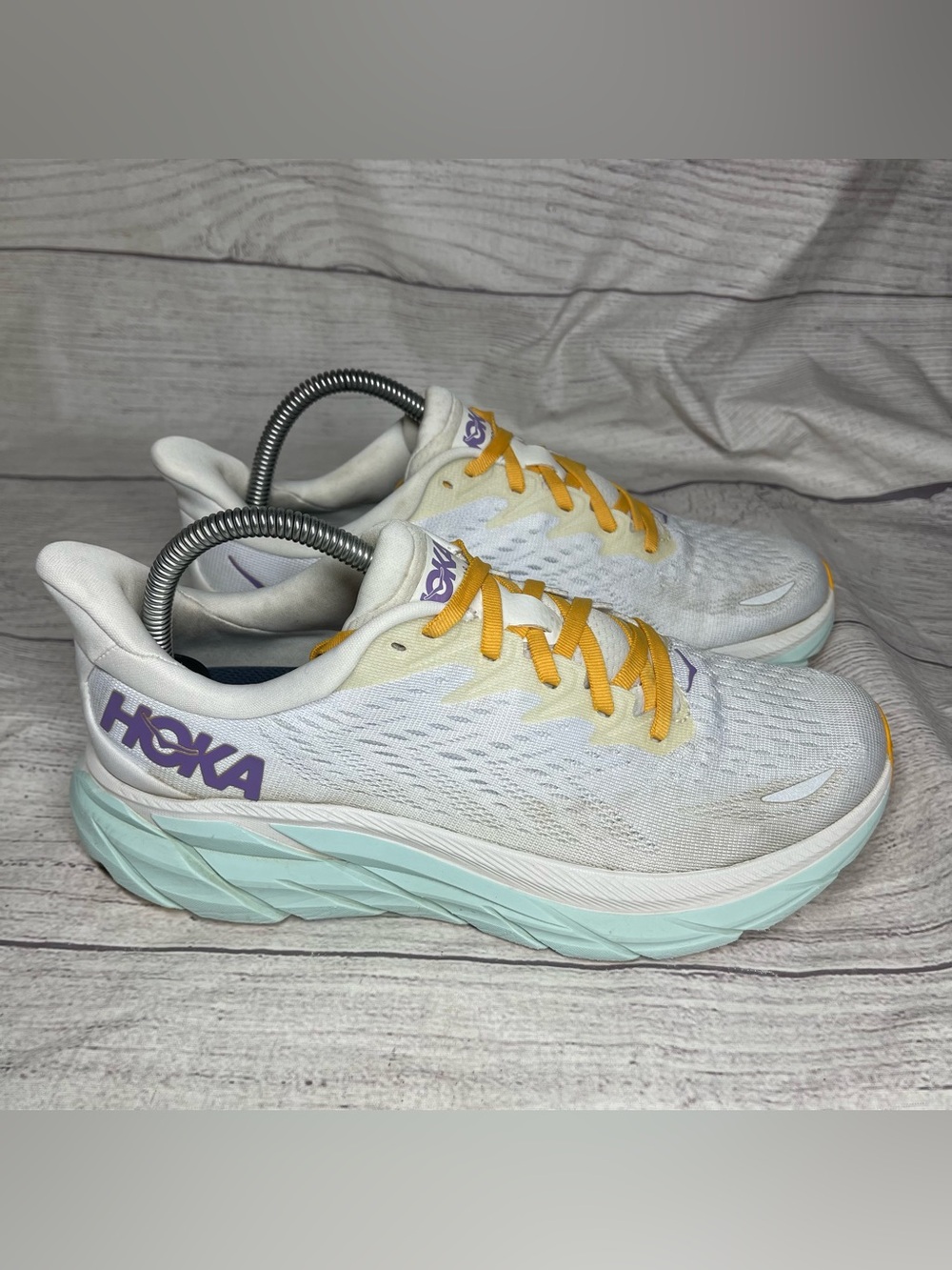 Hoka Women’s 8.5 Clifton 8 White Running Shoes